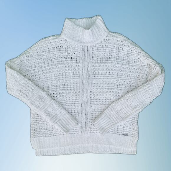 Abercrombie Fitch White soft 3D chunky knit comfy oversized pullover sweater M - Picture 1 of 6